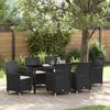 vidaXL Set da Pranzo per Giardino 7 pcs Nero polyrattan