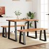 vidaXL Set da Pranzo 3 pz con Bordi Vivi in Legno Massello di Acacia