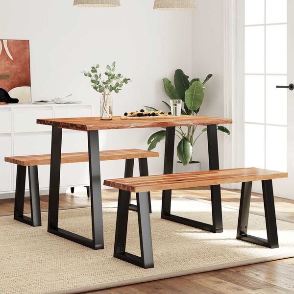 vidaXL Set da Pranzo 3 pz con Bordi Vivi in Legno Massello di Acacia