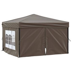 vidaXL Tenda per Feste Pieghevole con Pareti Laterali Tortora 3x3 m