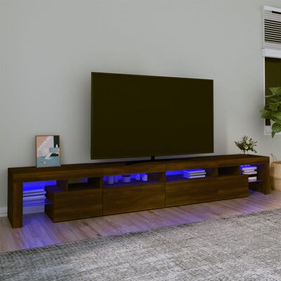 vidaXL Mobile Porta TV con Luci LED Rovere Marrone 260x36,5x40 cm