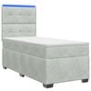 vidaXL Letto con Box Spring, Materasso e LED Grigio Chiaro 90 x 190 cm