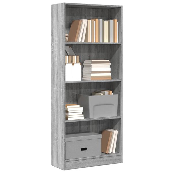vidaXL Libreria Grigio Sonoma 60x24x143 cm in Legno Multistrato