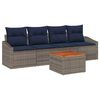 vidaXL Set Divano da Giardino 5 pcs Grigio e Blu Navy polyrattan