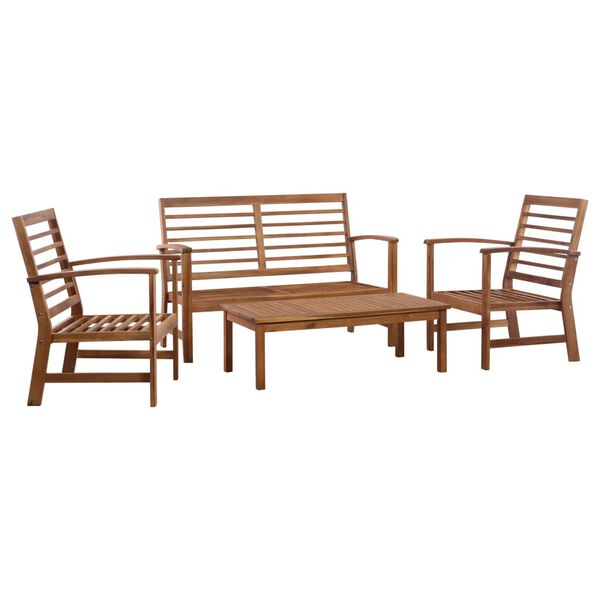 vidaXL Set Divani da Giardino 4 pz in Legno Massello di Acacia