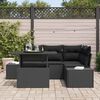 vidaXL Set Divano da Giardino con cuscino 5 pcs Nero polyrattan