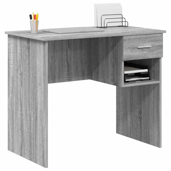 vidaXL Scrivania Grigio sonoma 90 x 49.5 x 75 cm Legno multistrato