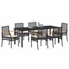 vidaXL Set da Pranzo per Giardino 7 pcs Nero polyrattan
