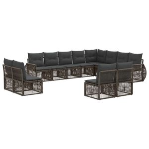 vidaXL Set Divano da Giardino 12 pz Grigio e Grigio Scuro polyrattan