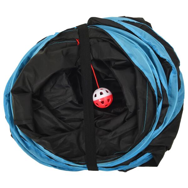 vidaXL Tunnel per Gatti a 5 Vie Nero e Blu 25 cm in Poliestere