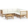vidaXL Set Salotto da Giardino 6pz con Cuscini Bianco Crema in Bamb&ugrave;