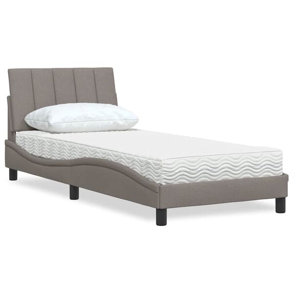 vidaXL Letto con Materasso Hanko Tortora 90x200 cm in Tessuto