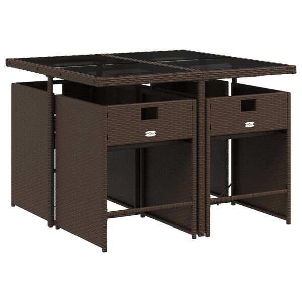 vidaXL Set da Pranzo da Giardino 5pz con Cuscini in Polyrattan Marrone
