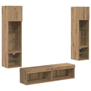 vidaXL Unit&agrave; TV da Parete 6 pcs Rovere artigianale Legno multistrato