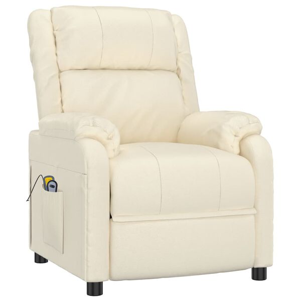 vidaXL Poltrona Massaggiante Elettrica Crema Similpelle