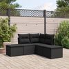 vidaXL Set Divani da Giardino 5 pz con Cuscini in Polyrattan Nero