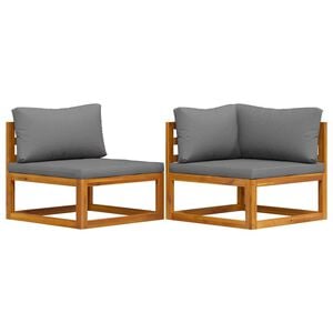 vidaXL Set Divani da Giardino 2 pz con Cuscini Grigio Scuro in Acacia