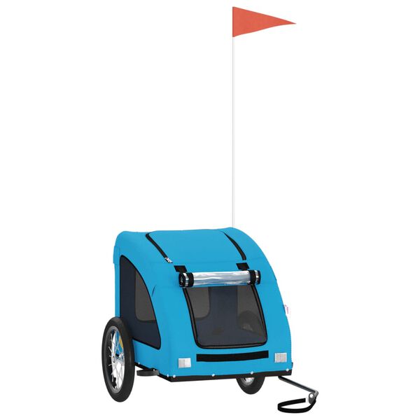 vidaXL Rimorchio da Bici per Animali Blu Oxford e Ferro