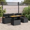 vidaXL Set Divano da Giardino 6 pz con Cuscini Nero Polyrattan Acacia