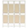 vidaXL Divisorio a 4 Pannelli Crema 140x165 cm in Tessuto