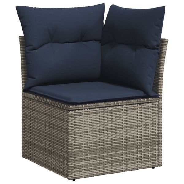 vidaXL Set Divani da Giardino 11 pz con Cuscini in Polyrattan Grigio
