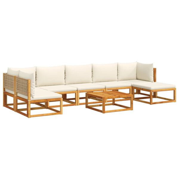 vidaXL Set di divani da giardino 8 pezzi con cuscini in legno di acacia e rattan