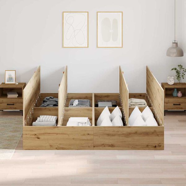 vidaXL Struttura letto con contenitore Rovere artigianale 200 x 200 cm