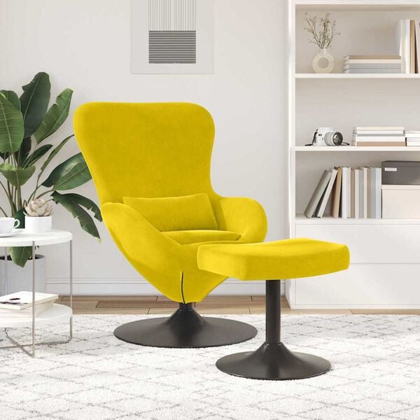 vidaXL Sedia Egg con Pouf Giallo Velluto