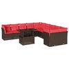 vidaXL Set Divani da Giardino 11 pz con Cuscini Marrone in Polyrattan