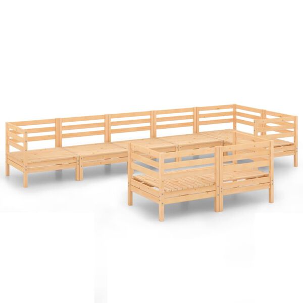 vidaXL Set Salotto da Giardino 8 pz in Legno Massello di Pino