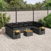 vidaXL Set Divani da Giardino 10pz con Cuscini in Polyrattan Nero