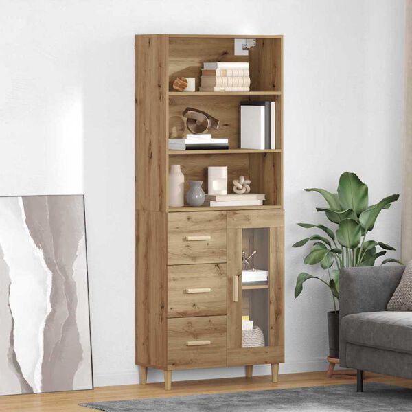 vidaXL Credenza con cassetto Rovere artigianale 69,5 x 34 x 180 cm