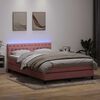 vidaXL Letto a Molle con Materasso e LED Rosa 160x220 cm in Velluto