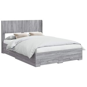 vidaXL Struttura del letto con stoccaggio e testata Sonoma grigio