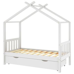 vidaXL Giroletto per Bambini con Cassetto Bianco Legno Pino 80x160 cm