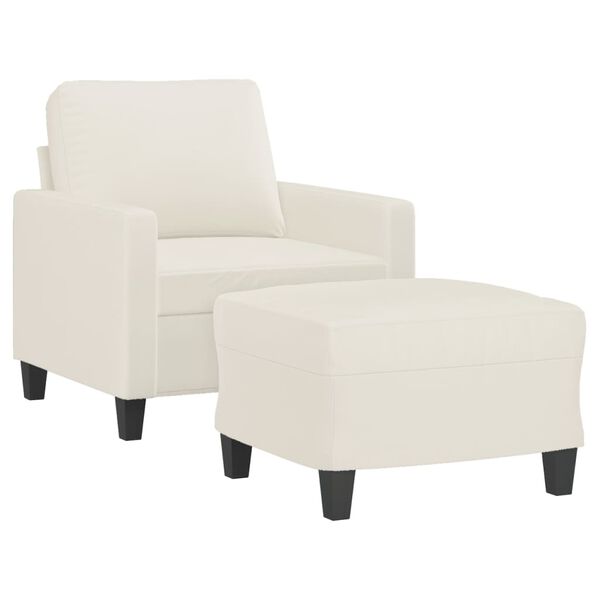 vidaXL Poltrona con Poggiapiedi Crema 60 cm in Similpelle