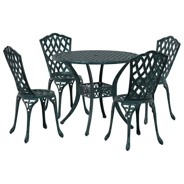 vidaXL Set da Pranzo per Giardino 5 pcs Verde Alluminio