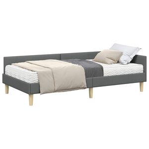 vidaXL Struttura Letto Angolare con Materasso 2 pcs Grigio Tessuto