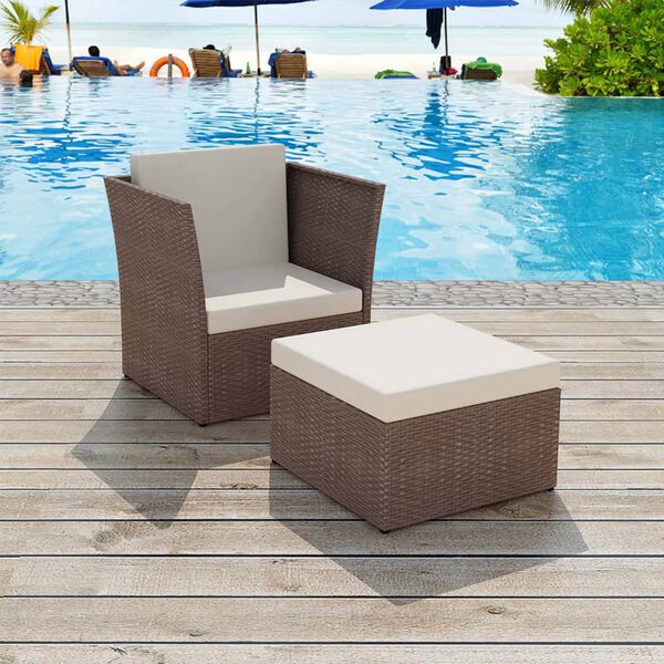 vidaXL Sedia da Giardino con Poggiapiedi in Polyrattan Marrone