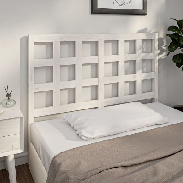 vidaXL Testiera per Letto Bianca 125,5x4x100 cm Legno Massello di Pino