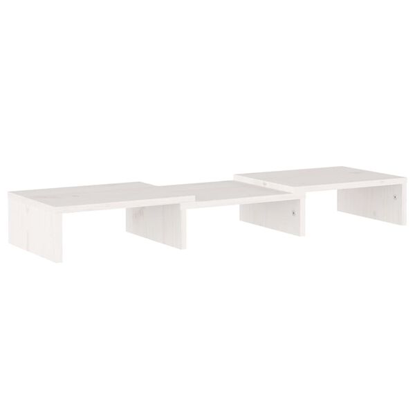 vidaXL Supporto per Monitor Bianco 60x24x10,5cm Legno Massello di Pino