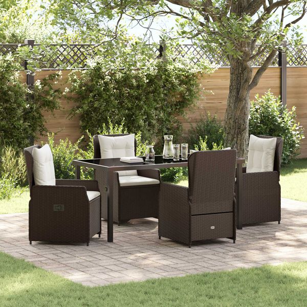vidaXL Set da Pranzo per Giardino 5 pcs Marrone polyrattan