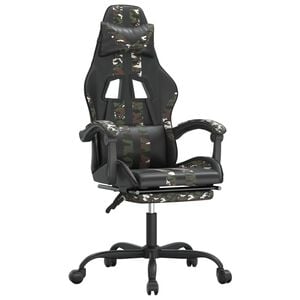 vidaXL Sedia da Gaming Girevole Poggiapiedi Nero e Mimetico Similpelle
