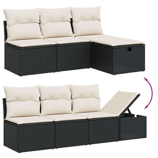 vidaXL Set Divani da Giardino con Cuscini 8 pz Nero in Polyrattan