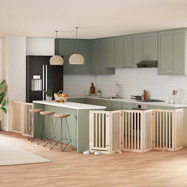 vidaXL Cancello per Cani con Porta Pieghevole 9 Pannelli 450 cm Pioppo