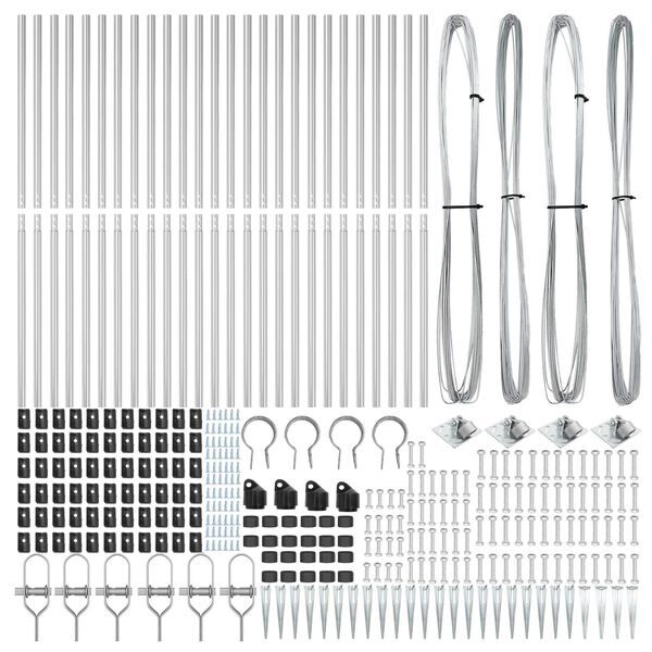 vidaXL Palo della recinzione 26 pcs Grigio 3,2 x 3,2 x 140 cm Acciaio