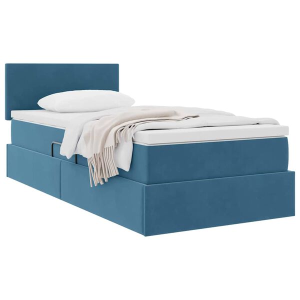 vidaXL Letto con Contenitore Blu Scuro 100 x 200 cm Velluto