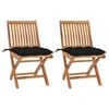 vidaXL Sedie da Giardino 2 pz con Cuscini Neri in Massello di Teak