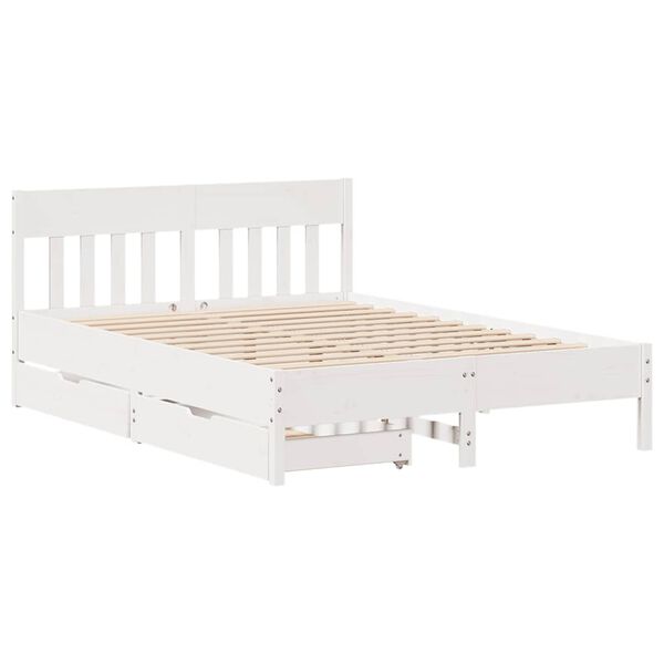 vidaXL Letto senza Materasso Bianco 140x190 cm Legno Massello di Pino