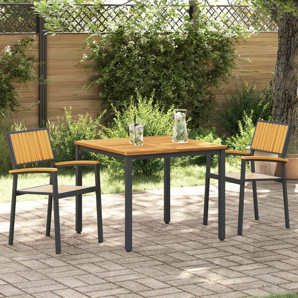 vidaXL Set da Pranzo per Giardino 3 pcs Nero e marrone